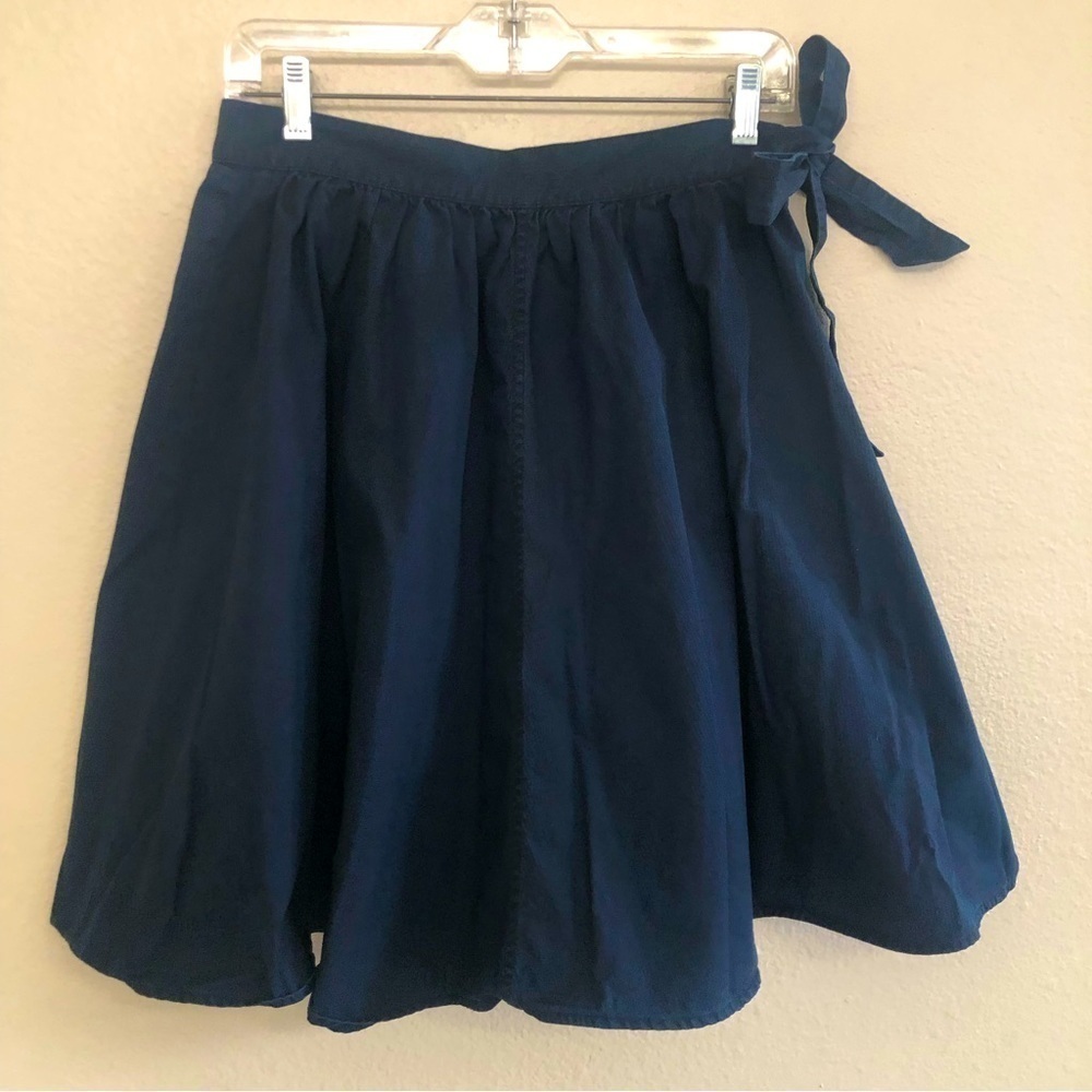 J.Crew Navy Tie Belt Side Waist Flowy A-Line Flared Circle Skirt Size 2